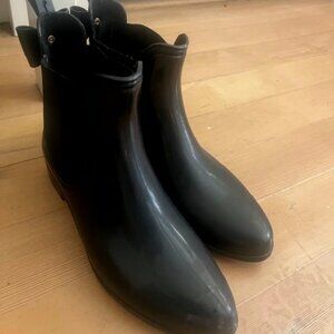 Catherine Malandrino Black Rain Booties with Bow Detail